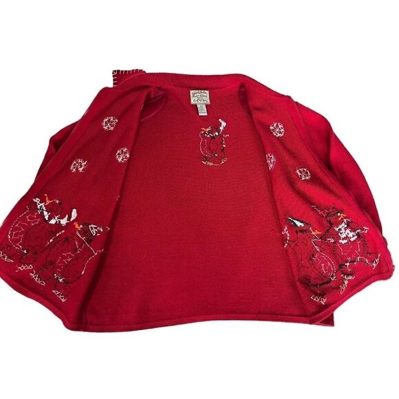 VTG Heirloom Collectibles Woman's Sz 22 / 24 Red Christmas Cardigan Penguins - Picture 8 of 10